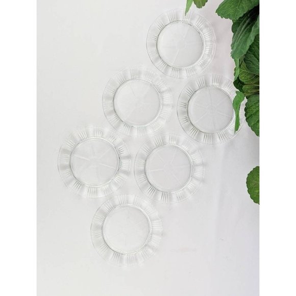 Set of 6 Vtg Glass Coasters Happy Hour Cocktail Bar 30s Fostoria Sunray Ashtray - Picture 6 of 7